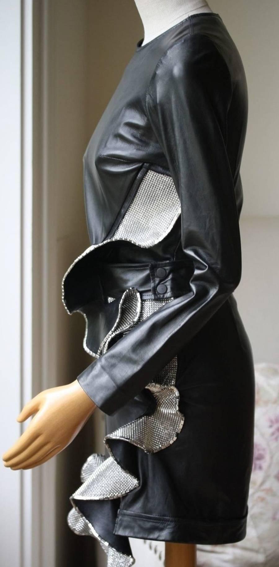 long sleeve leather dress