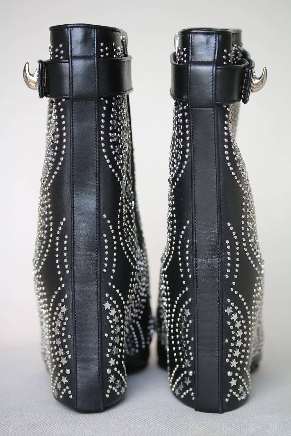 Black Givenchy Studded Sharklock Fold Over Boots For Sale