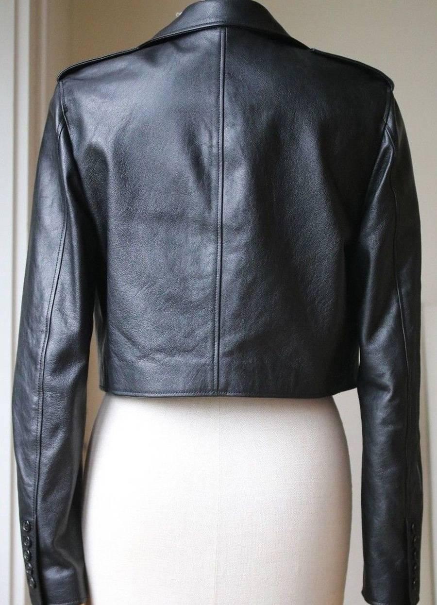 Saint Laurent Cropped Leather Jacket at 1stDibs