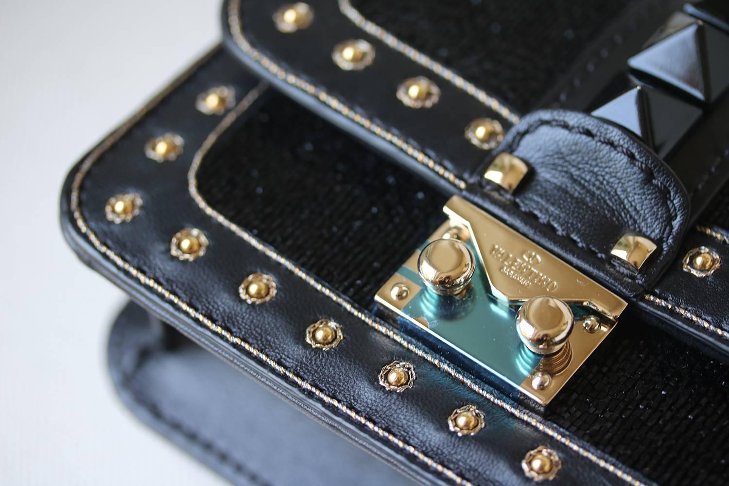 Valentino Rockstud Lock Mini Bead Embellished Leather Shoulder Bag 1