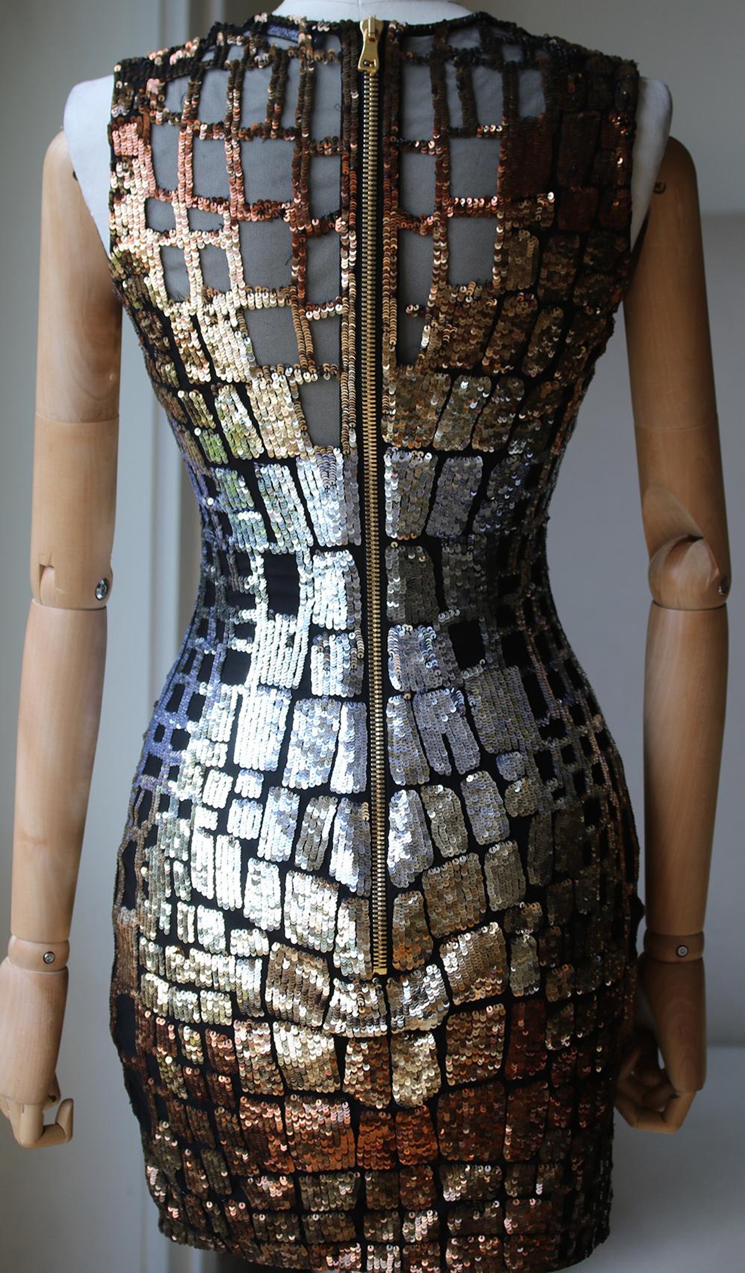 Balmain Metallic Croc Sequined Mini Dress at 1stDibs