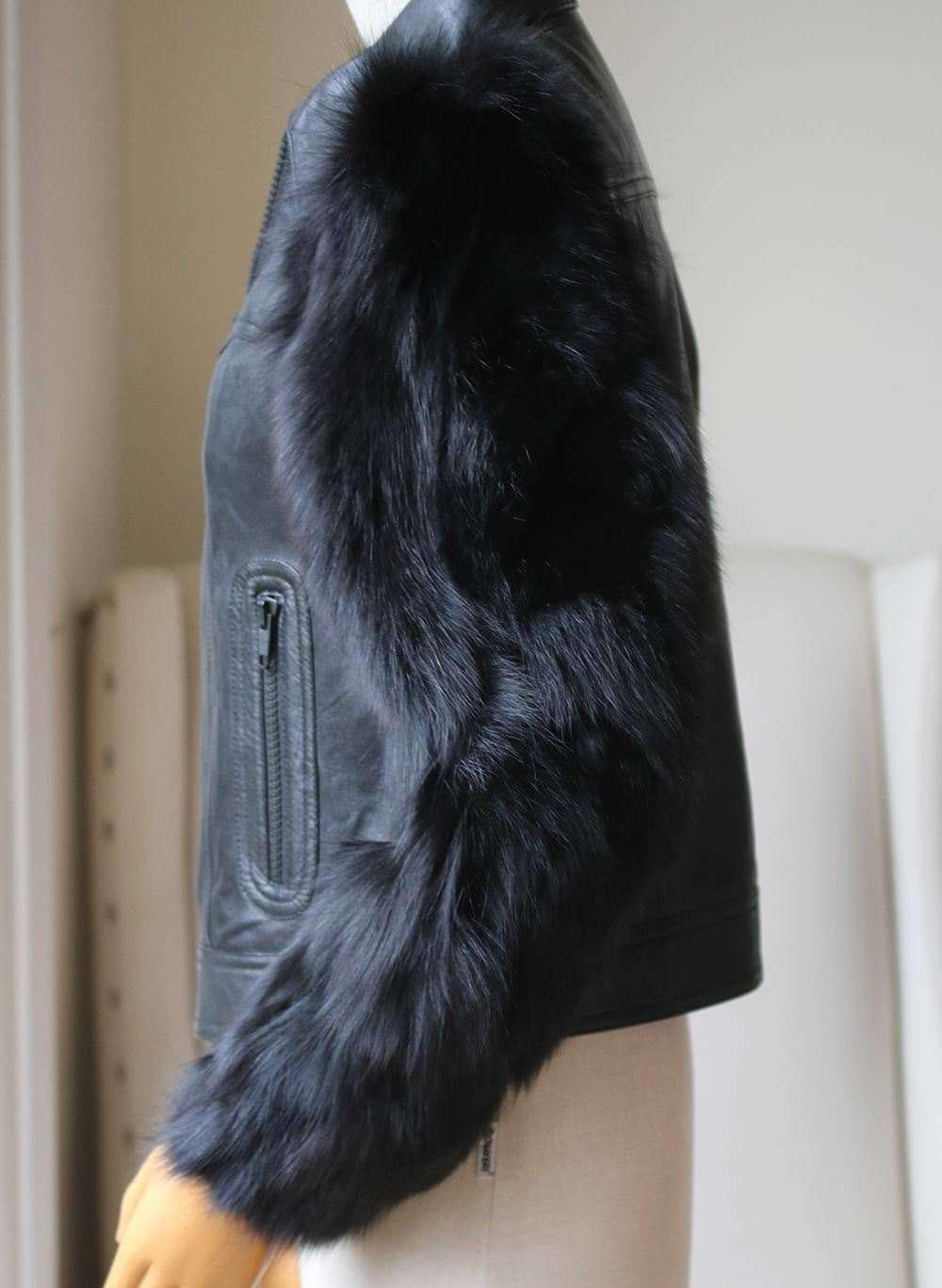leather jacket with fur sleeves