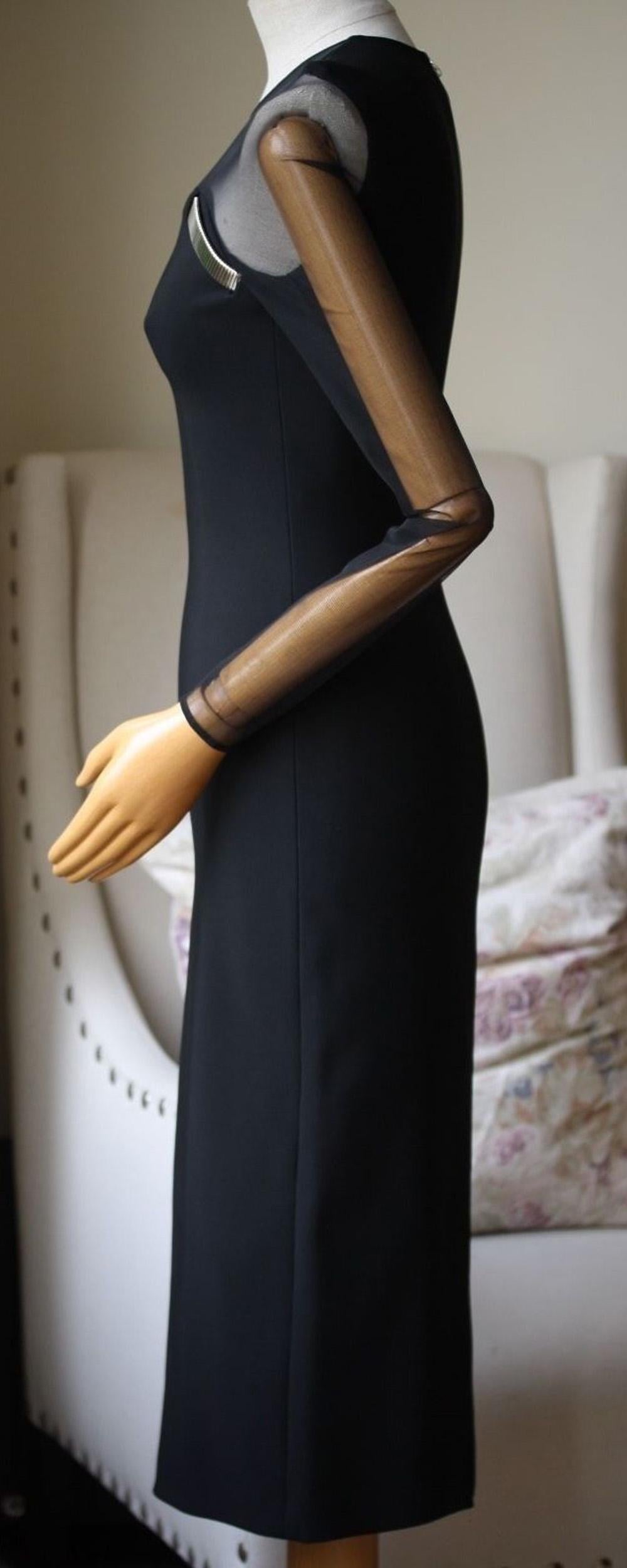 Black Mugler Embellished Tulle-Paneled Stretch-Jersey Dress