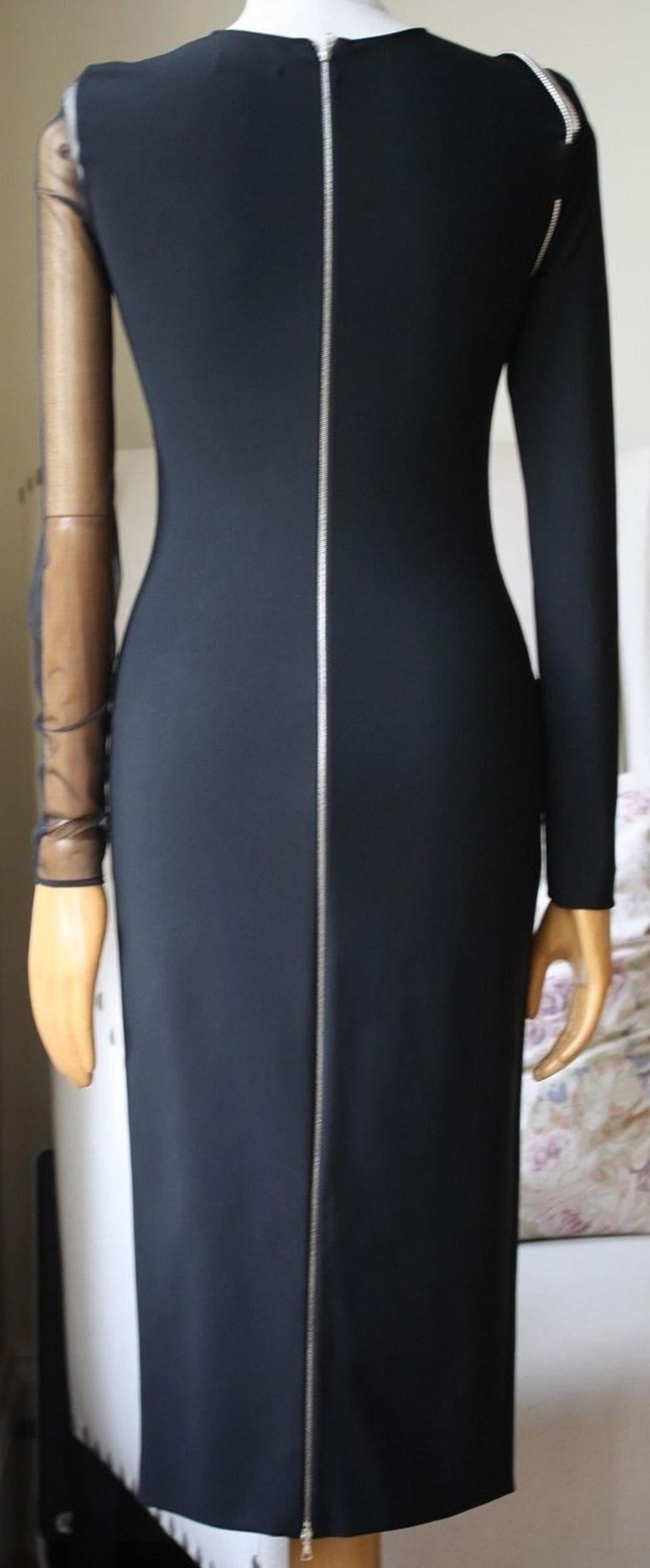 Mugler Embellished Tulle-Paneled Stretch-Jersey Dress In Excellent Condition In London, GB