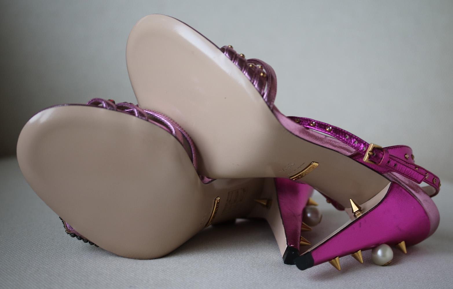 Women's Gucci Crystal Hand-Applique Embellished Sandals 