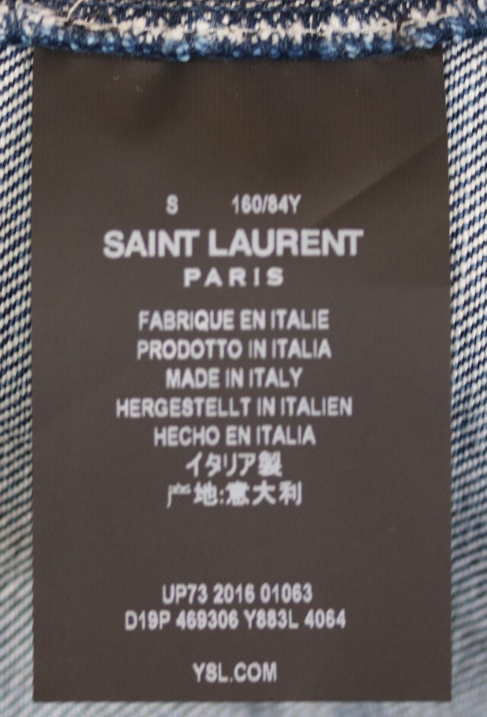 Blue Saint Laurent Love Embroidered Denim Jacket