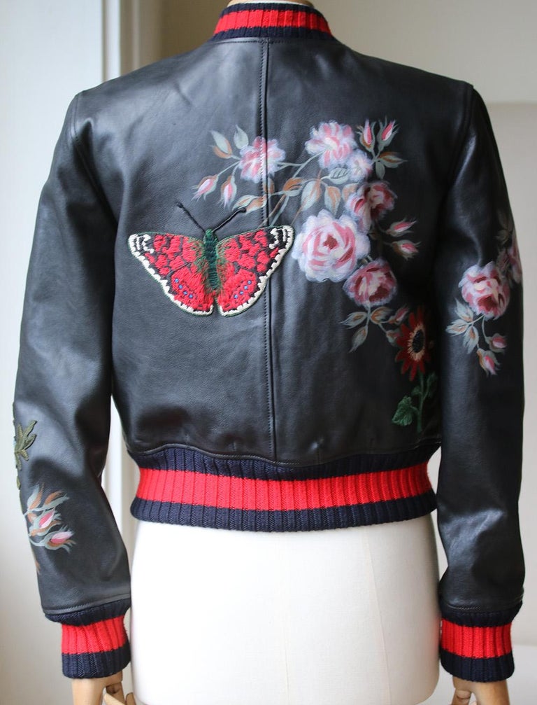 Gucci Hand-Painted Embroidered Leather Bomber Jacket — UFO No More