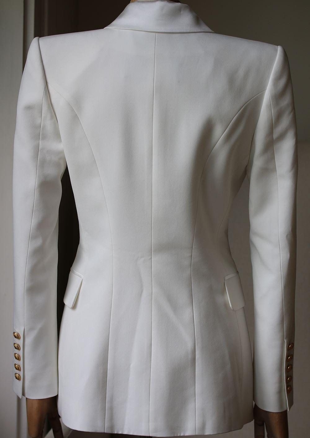 balmain button-embellished satin-trimmed crepe blazer