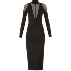 Balmain Tulle-Insert Midi Dress