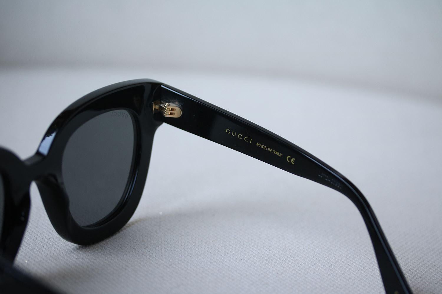Black Gucci Cat Eye Acetate Sunglasses with Stars