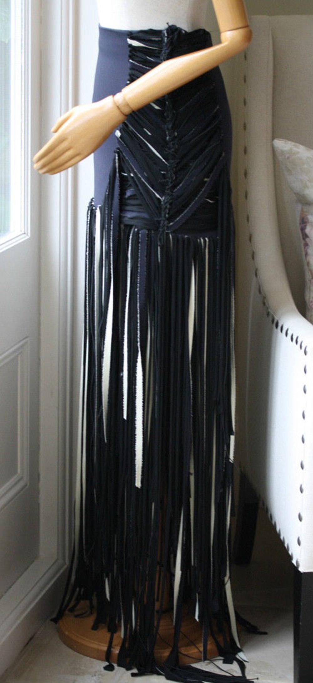 black fringe maxi skirt