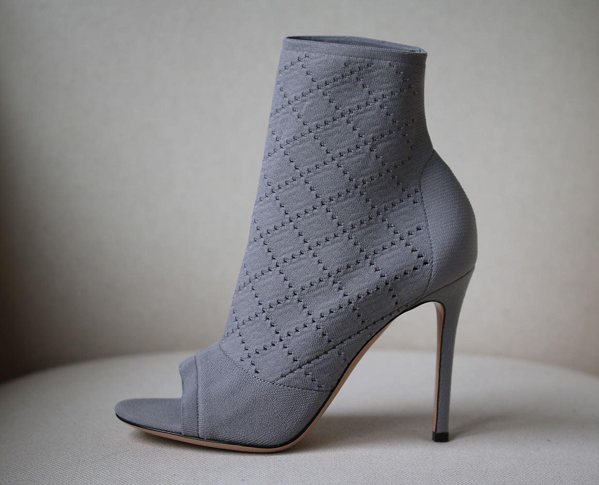 These grey Gianvito Rossi open-toed boots are made in Italy from a perforated stretch knit material and feature a 105mm stiletto heel. Amy Adams one said, 