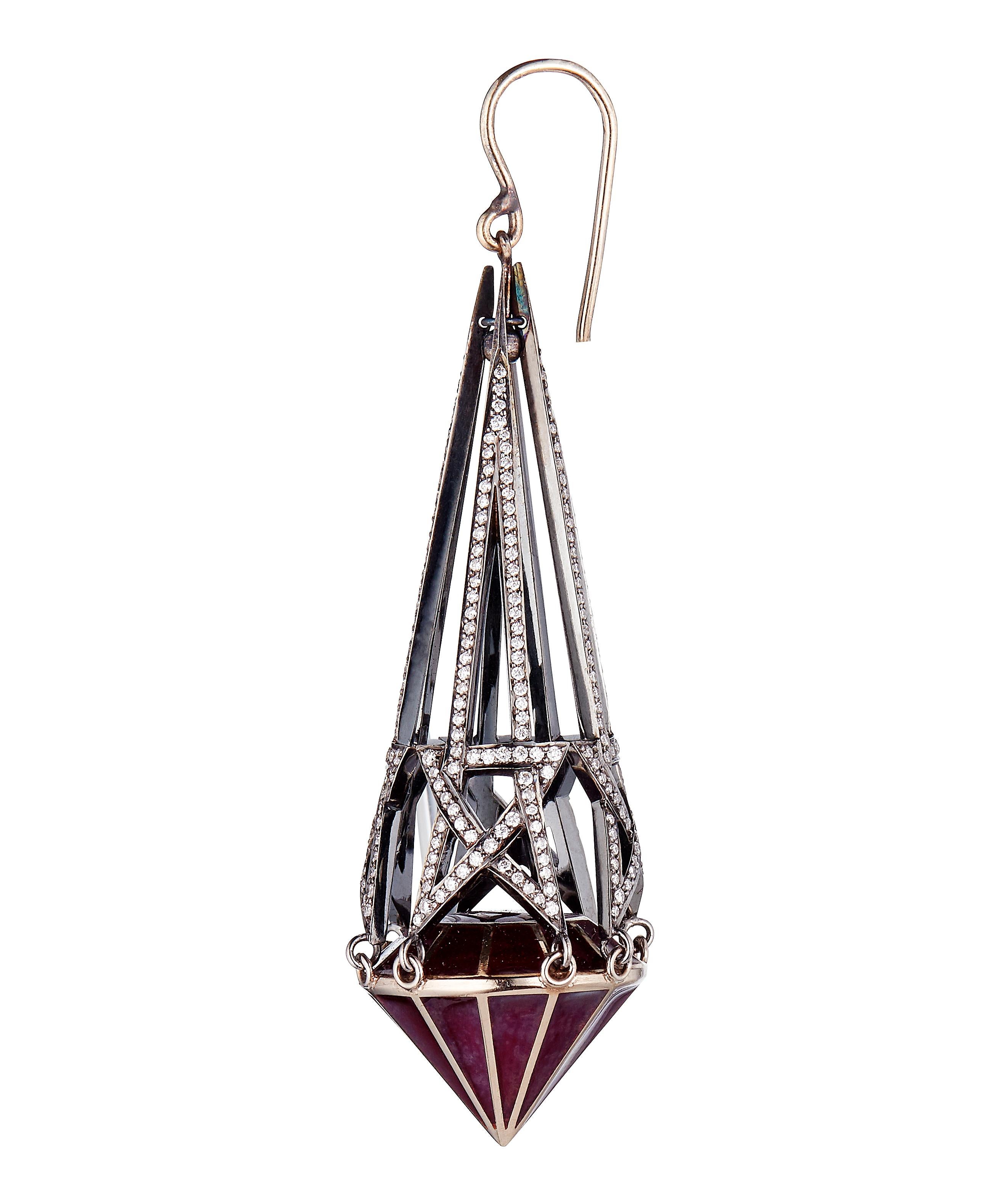 Women's Solange Azagury-Partridge Shooting Star White Gold Pave Diamond Drop Earrings
