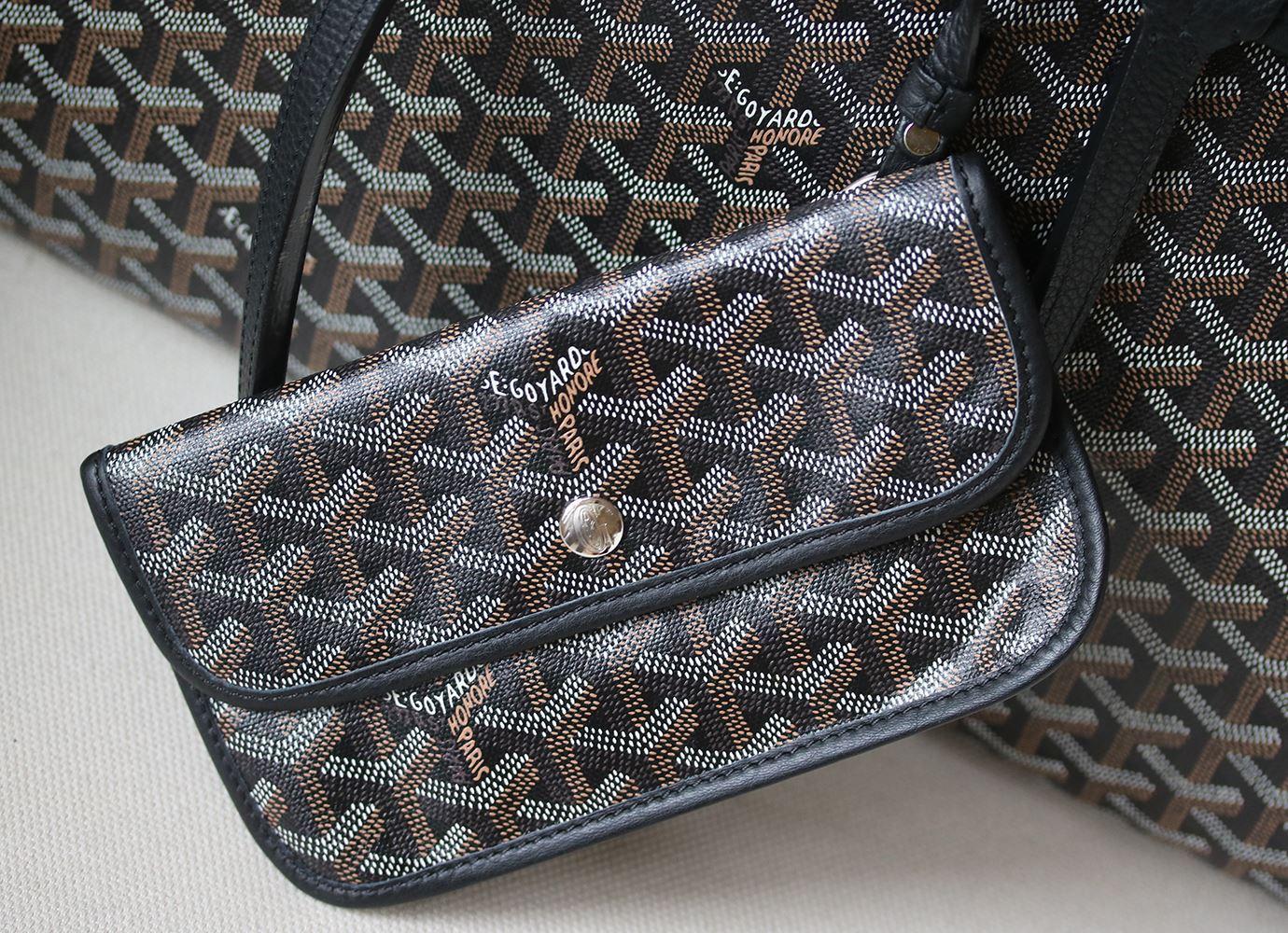 Black Goyard Personalised Hardy GM Canvas Leather Tote and Dog Bag