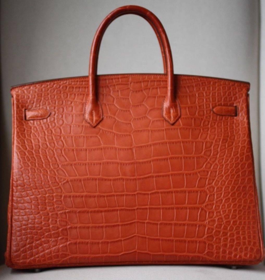 Hermès 40CM Matte Alligator Palladium H/W Birkin Bag  In Excellent Condition In London, GB