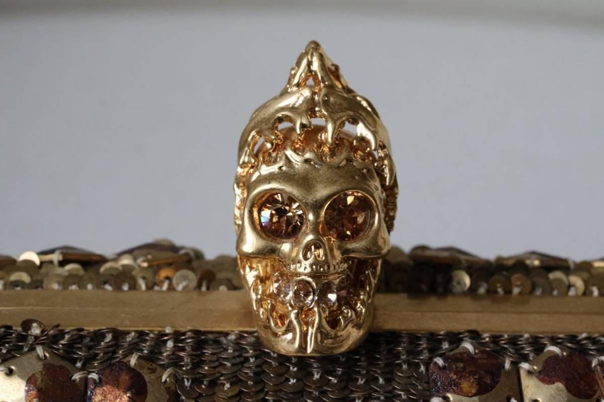 Alexander McQueen Jaw Skull Sequin Box Clutch Bag  In New Condition In London, GB