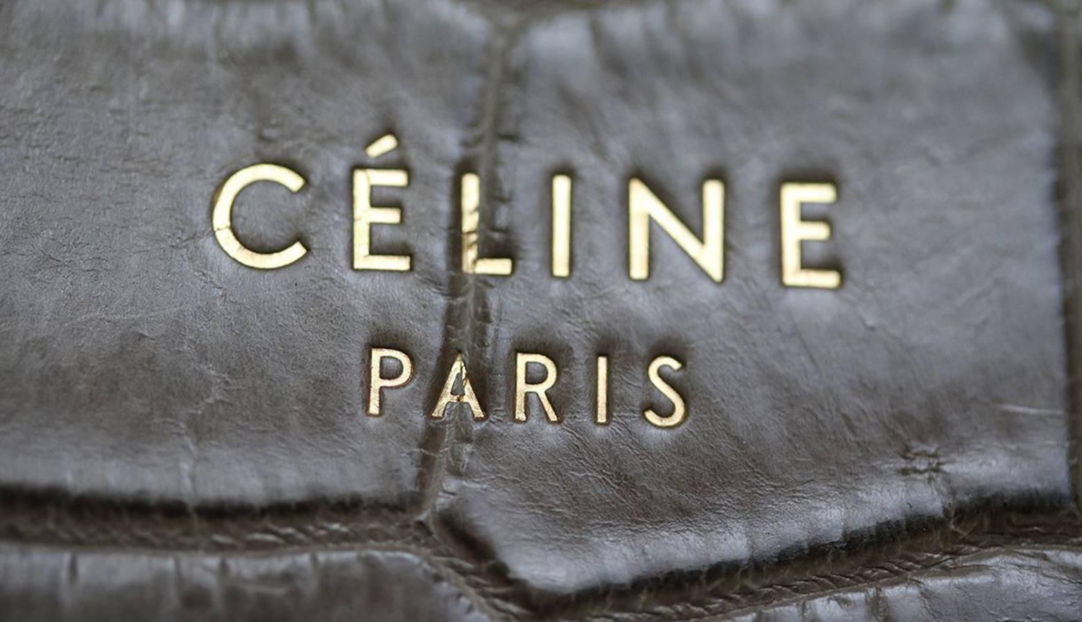 Céline Khaki Crocodile Luggage Bag With Gold H/W In Excellent Condition In London, GB