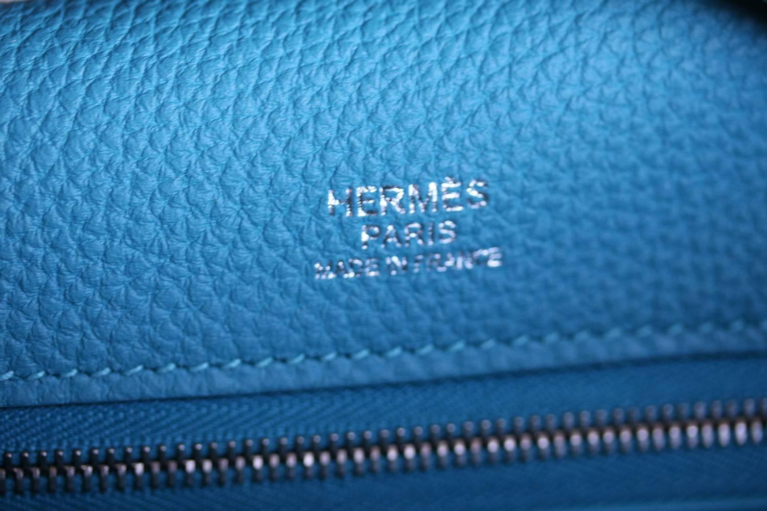 Hermès 32cm Turquoise Ghillies Togo With Palladium Hardware Kelly Bag 4