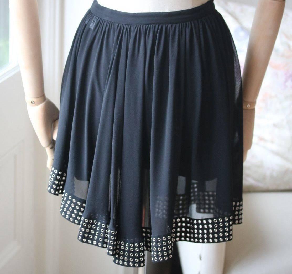 Azzedine Alaia Eyelet Asymmetrical Silk Skirt In Excellent Condition In London, GB