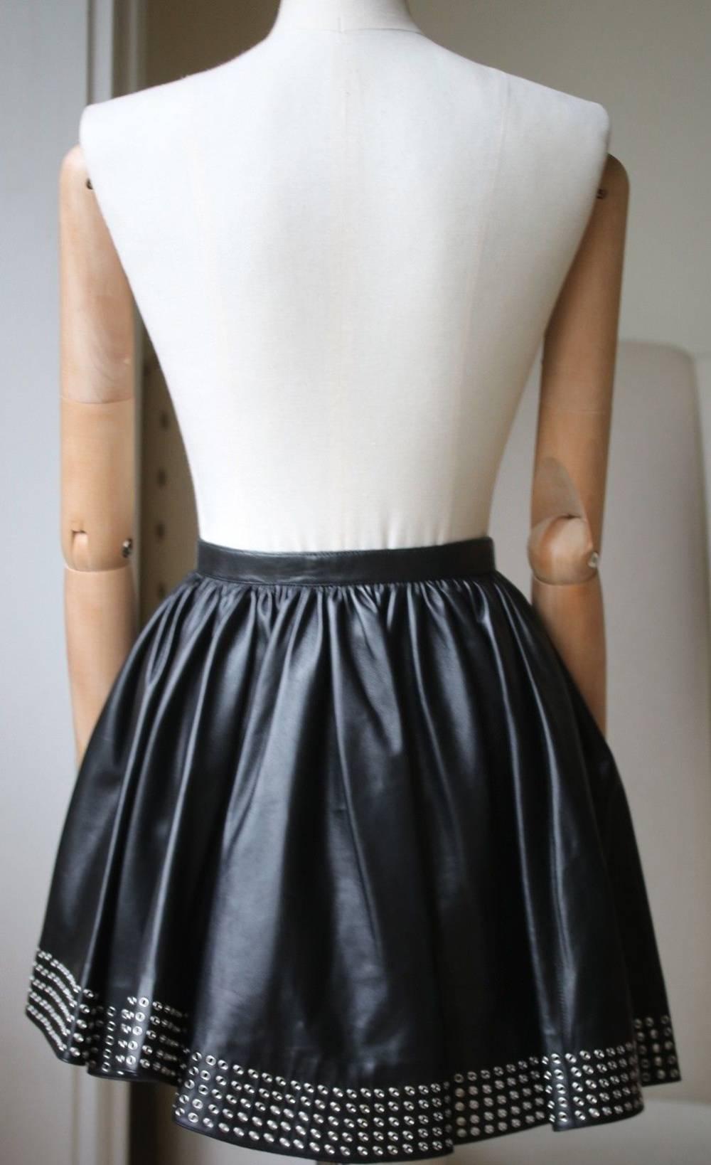 alaia leather skirt