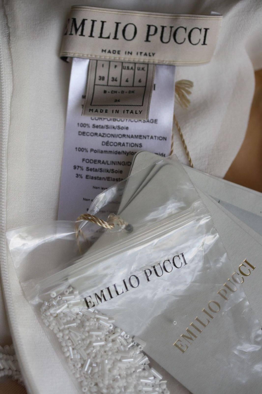 Emilio Pucci Bead Embellished Ivory Dress In New Condition In London, GB