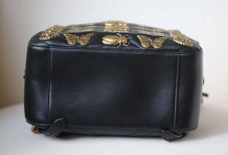 Gucci Black Marmont Backpack with Gold Animal & Butterfly Studs Gucci Black Quilted Leather Marmont Animal Stud Super Mini  main image 2