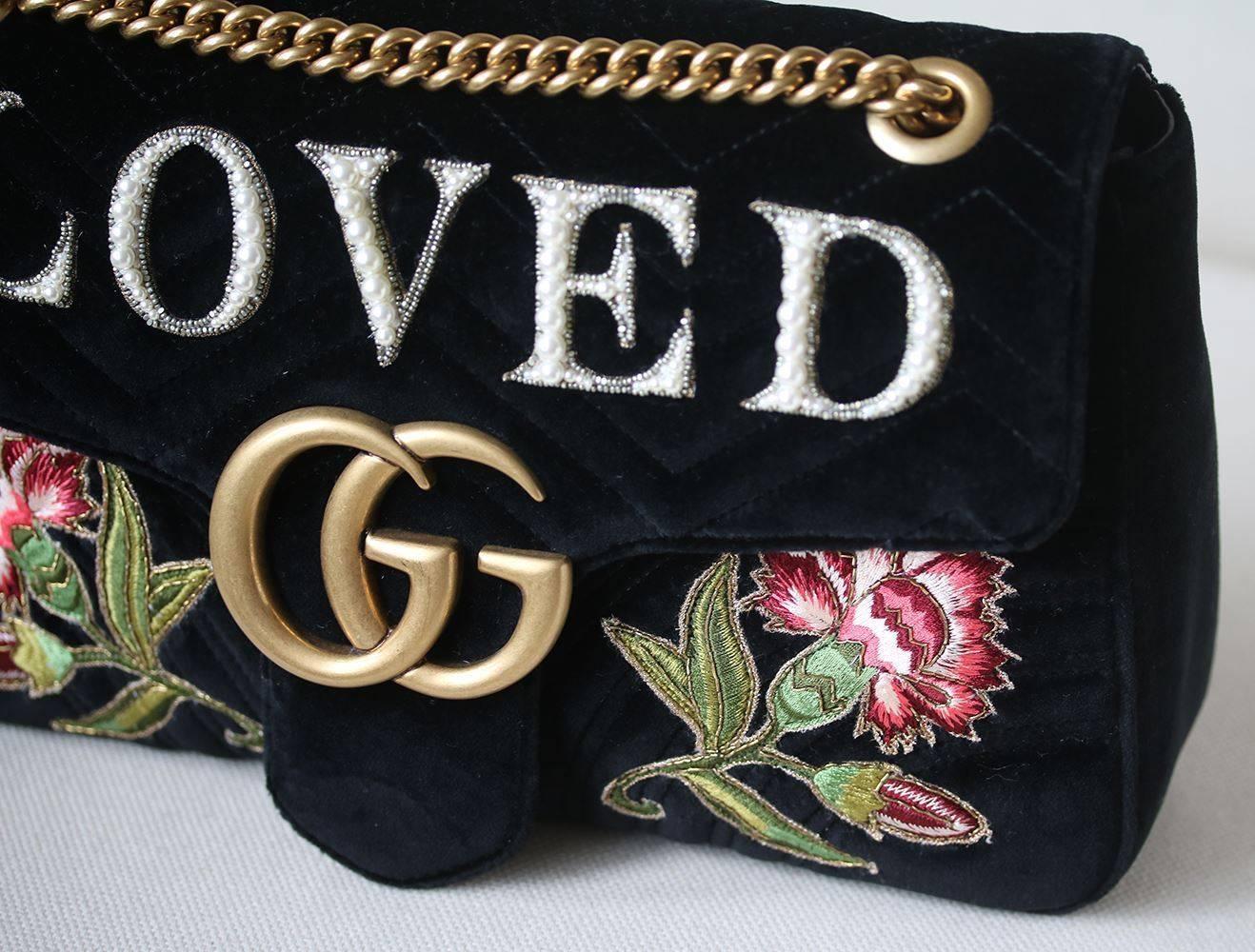 Black Gucci GG Marmont Medium Velvet Bag