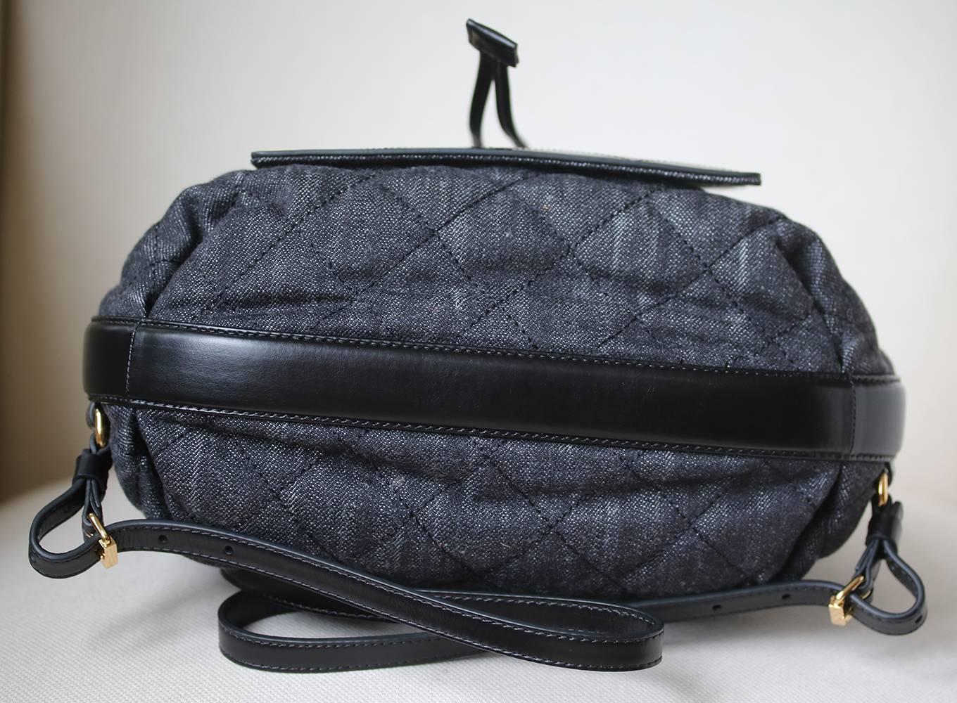 Women's or Men's Chanel Quilted Denim and Leather Backpack