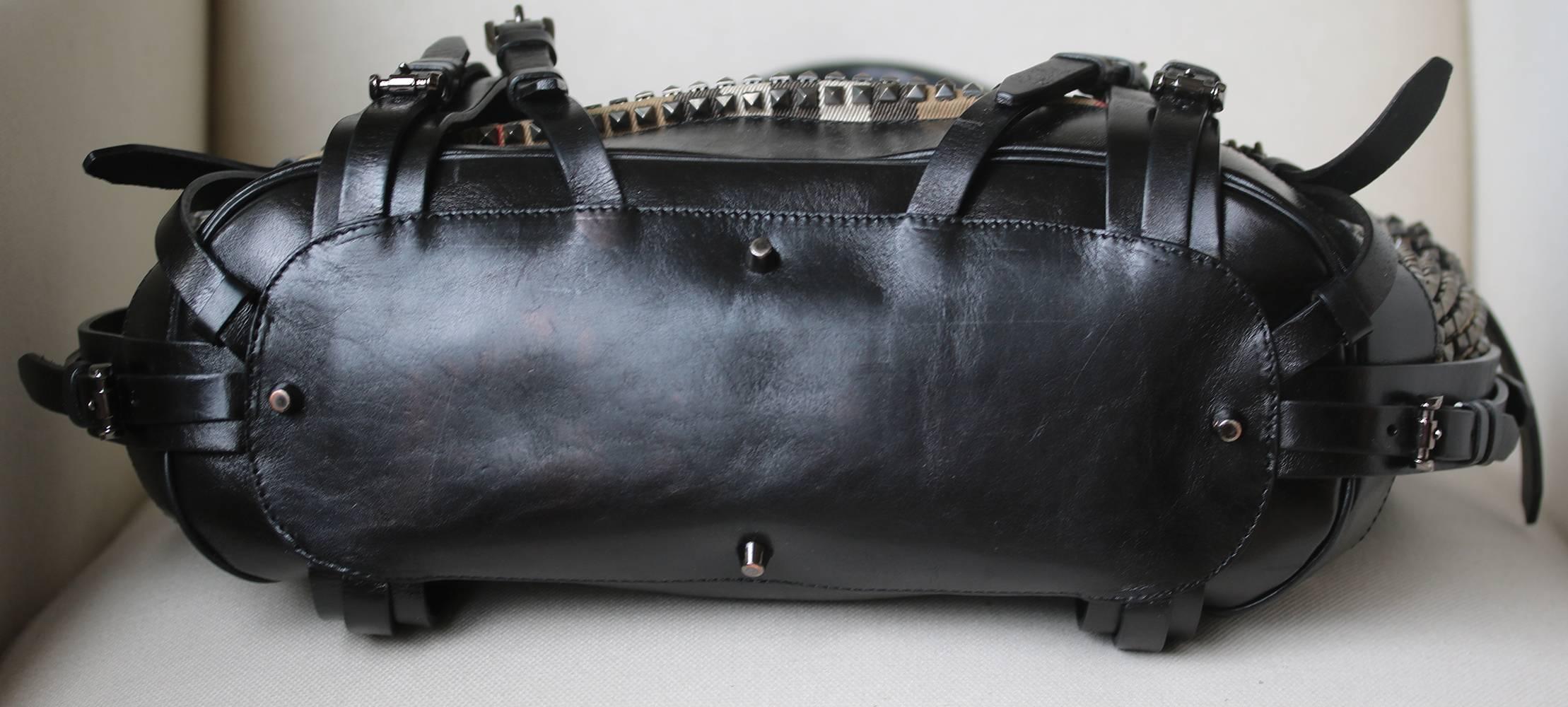 Black Burberry Studded Classic Check Bag 