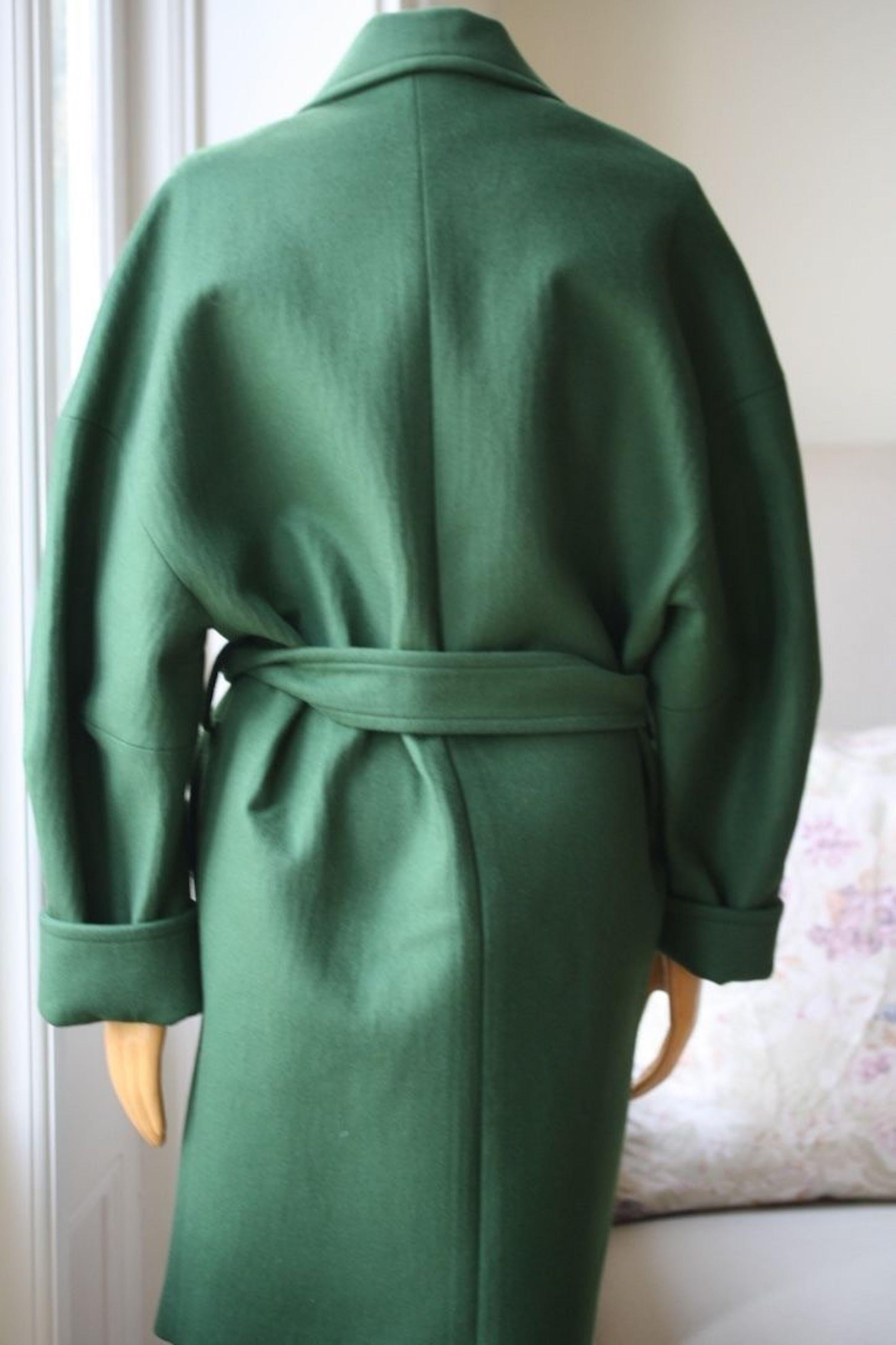 Women's Balmain Green Wool Coat 