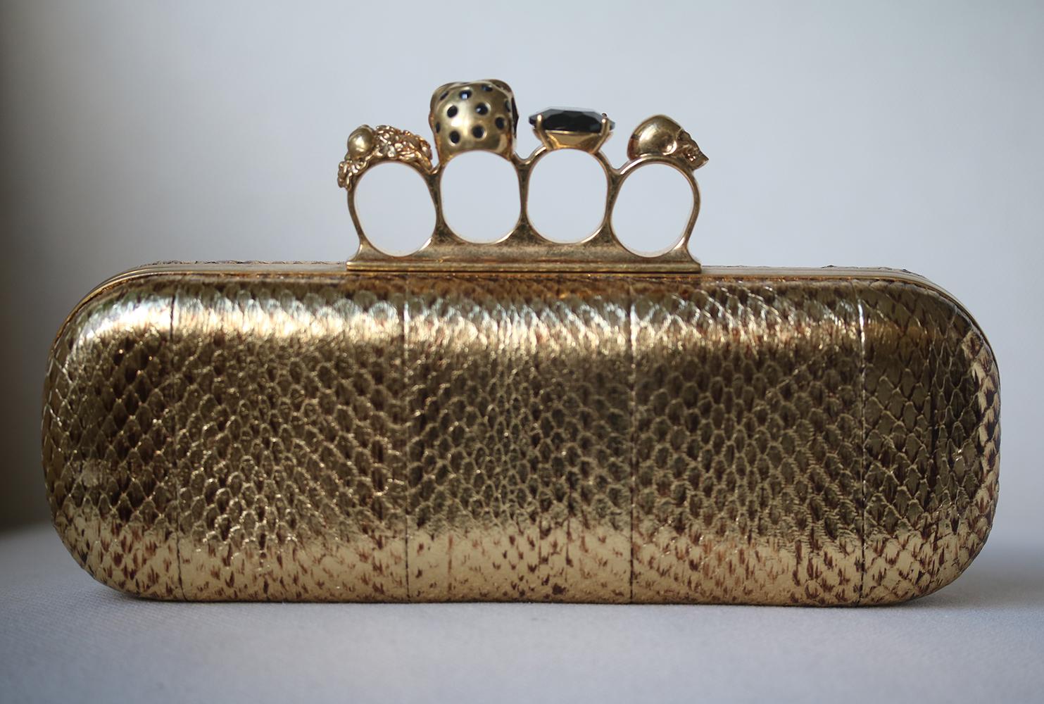 Alexander McQueen Leather Knuckle Box Clutch  In Excellent Condition In London, GB
