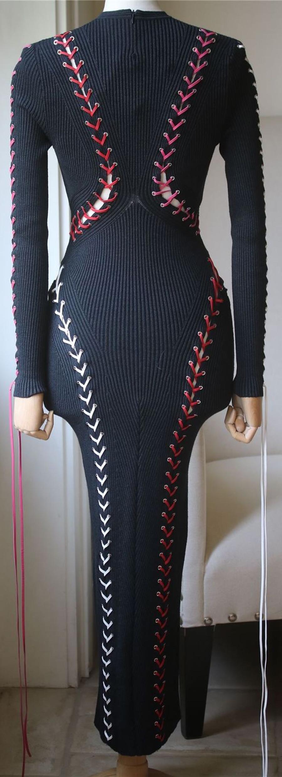 Alexander McQueen Whipstitched Ribbed Knit Maxi Dress In New Condition In London, GB