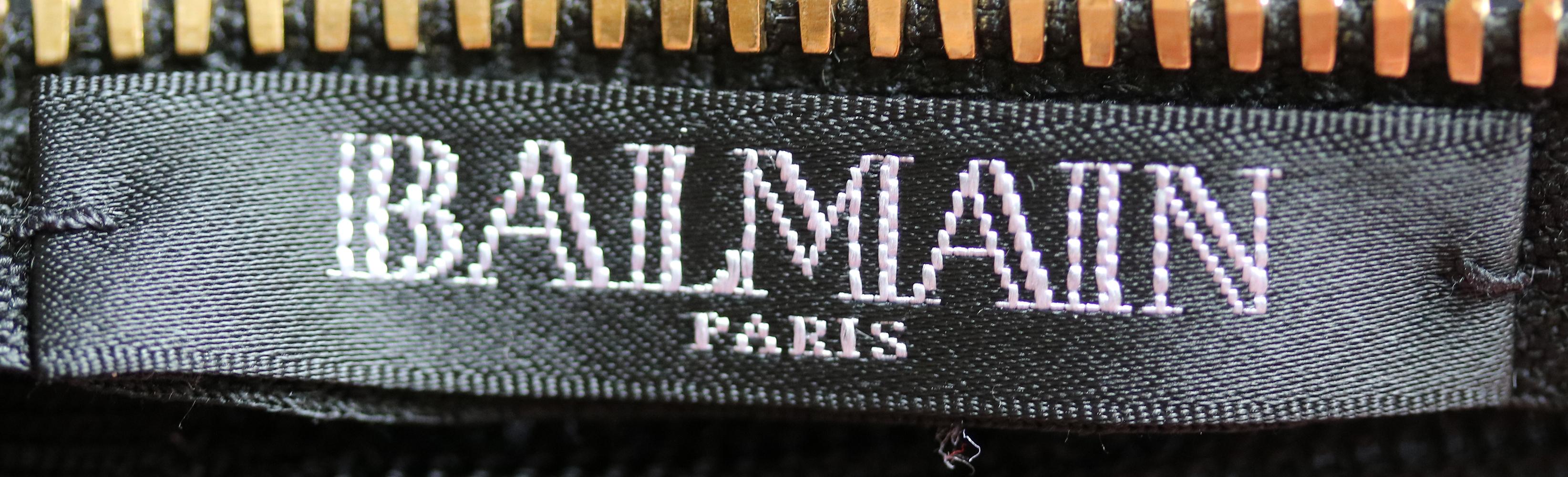 Black Balmain Mesh-Trimmed Croc-Effect Stretch Knit Mini Dress