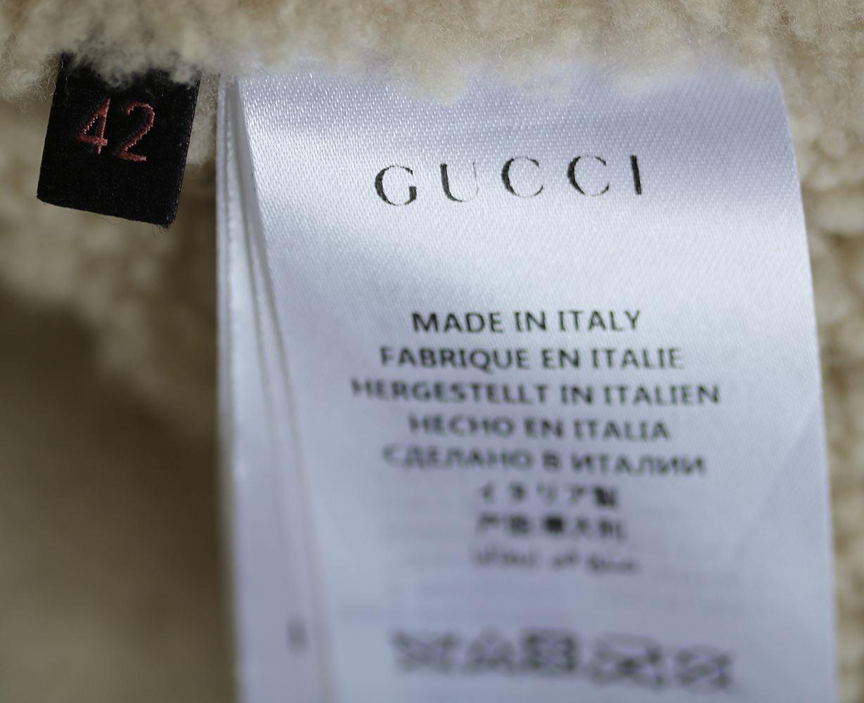 Gucci - Veste en jean brodée doublée en mouton synthétique 3