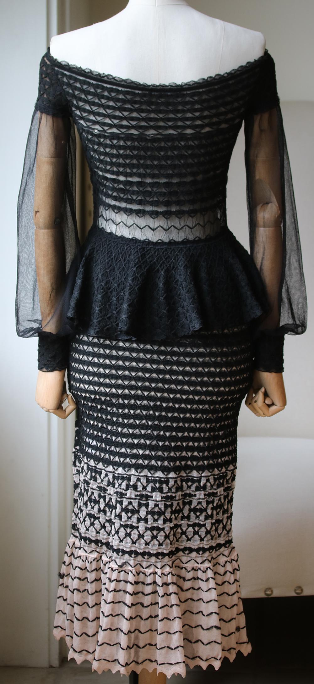 Black Alexander McQueen Off-The-Shoulder Knit Dress For Sale