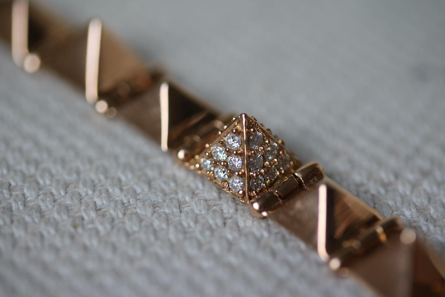 Anita Ko 14KT Rose Gold Medium Spike Bracelet with One Diamond Spike In Excellent Condition In London, GB