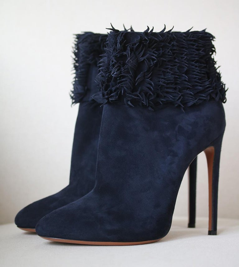 Azzedine Fringe Suede Boots For Sale at 1stDibs
