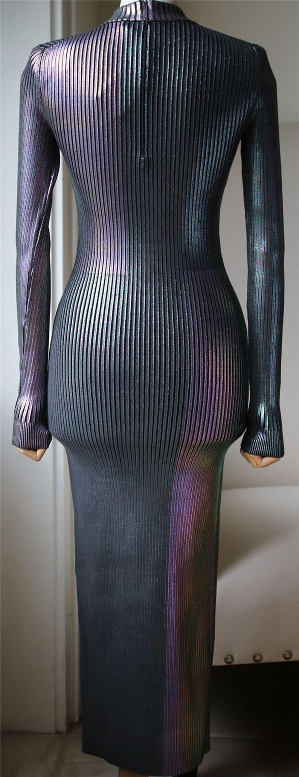 Christopher Kane Metallic Ribbed Knit Midi Dress In New Condition In London, GB
