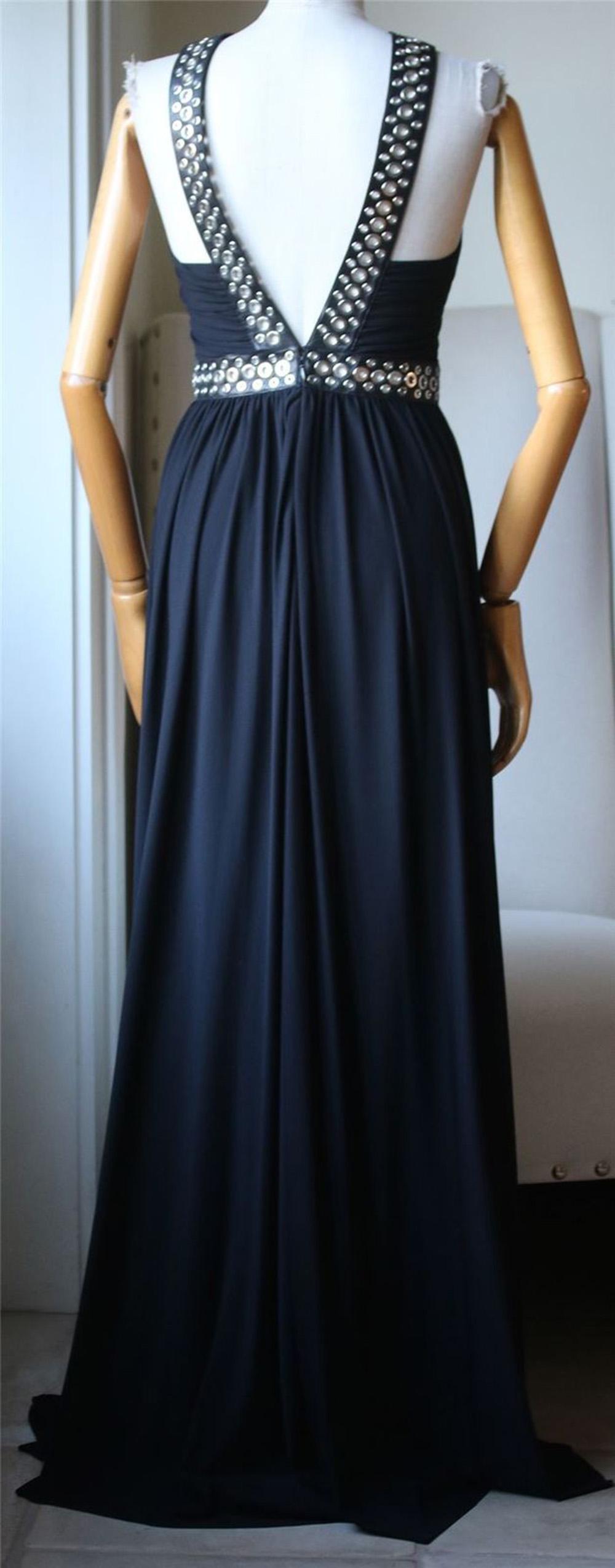 Alexander Wang Eyelet-Embellished Leather-Trimmed Stretch-Crepe Gown In New Condition In London, GB