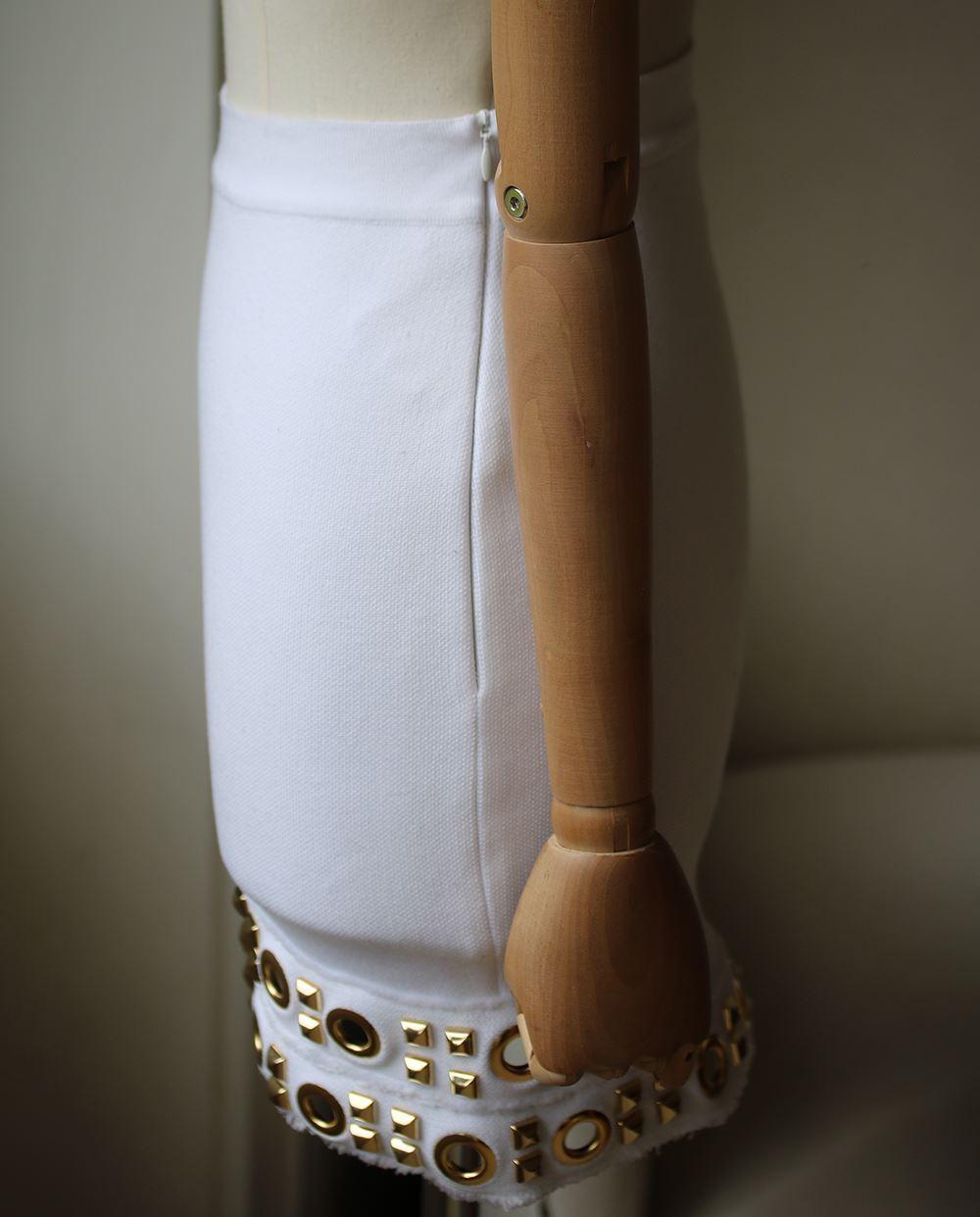 Gray Alexandre Vauthier Knit Studded Grommet Skirt