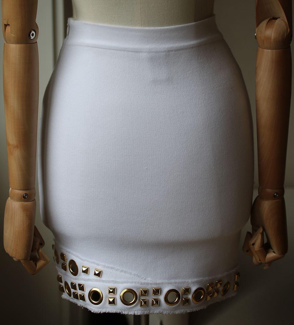 Alexandre Vauthier Knit Studded Grommet Skirt In Excellent Condition In London, GB