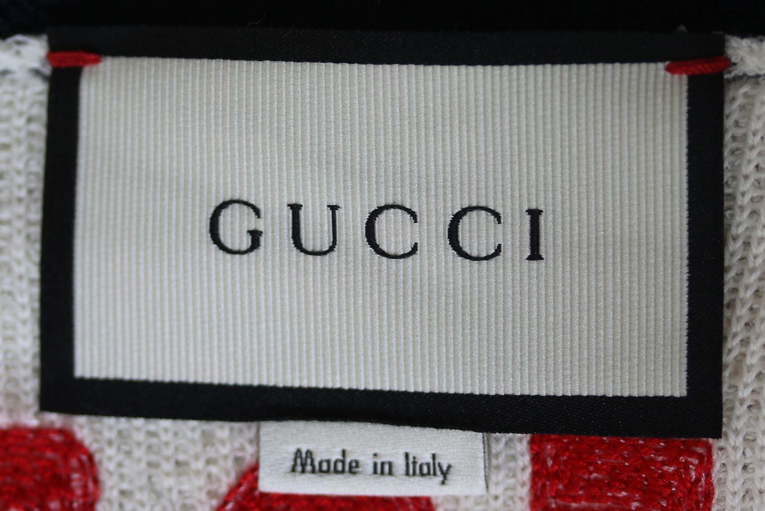 White Gucci Embellished Striped Cotton-Blend Terry Cardigan
