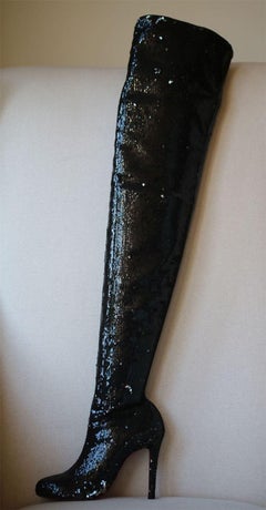 Christian Louboutin Louise 100 Sequin Over-The-Knee Boots