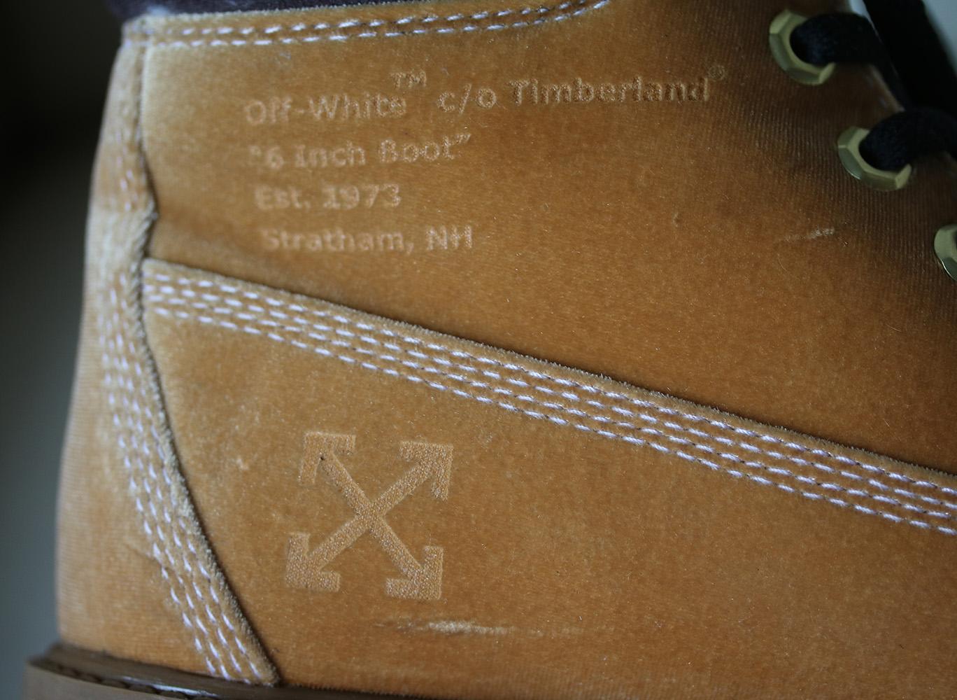 Off-White + Timberland Logo Embossed Velvet Ankle Boots  2