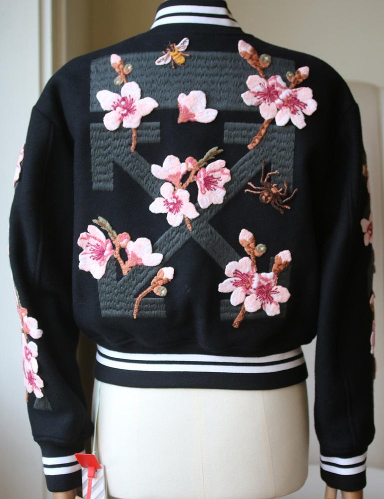 Off-White c/o Virgil Abloh Flower Embroidered Jacket in Black
