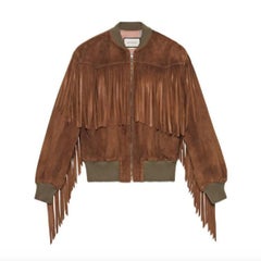 Gucci Suede Fringe Bomber Jacket