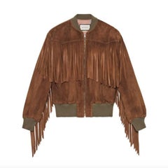 Gucci Suede Fringe Bomber Jacket 