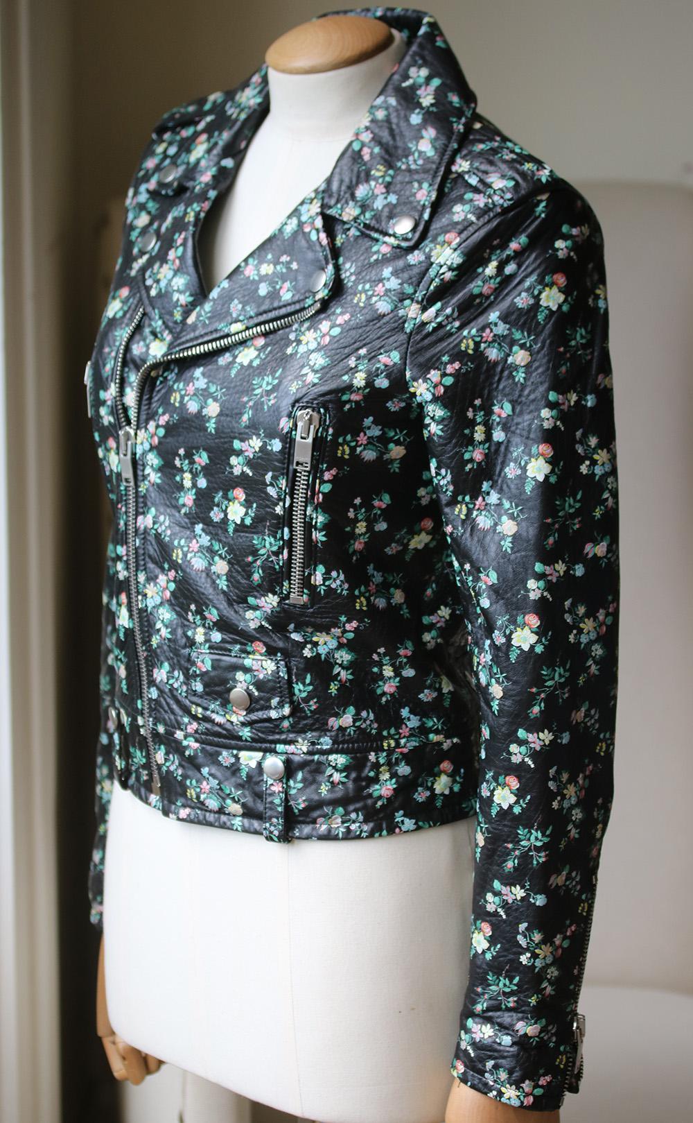 Noir Saint Laurent Veste classique L01 en cuir à imprimé floral
