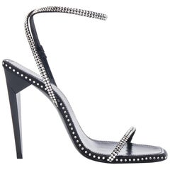 Saint Laurent Freja 105 Crystal Embellished Ankle Strap Heels 