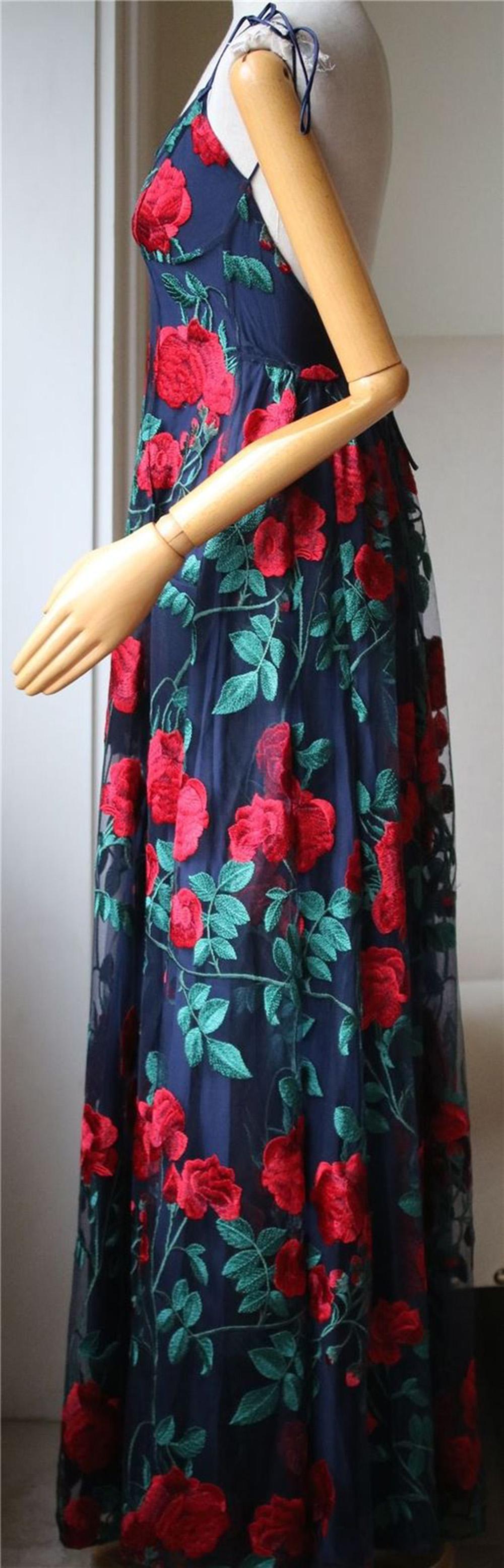 embroidered rose dress